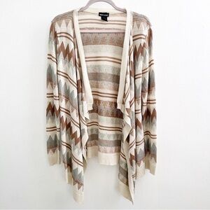 Wet Seal western open Cardigan Sweater Large Brown Beige Bohemian Cowgirl